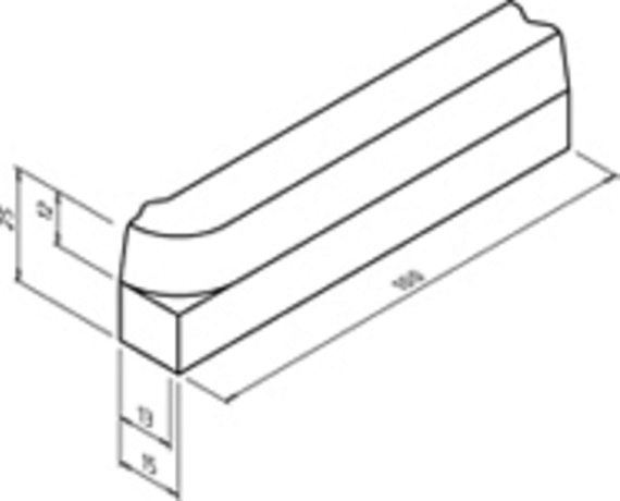 Inrit Perronband 13-15x25x75 cm rechts vb Grijs